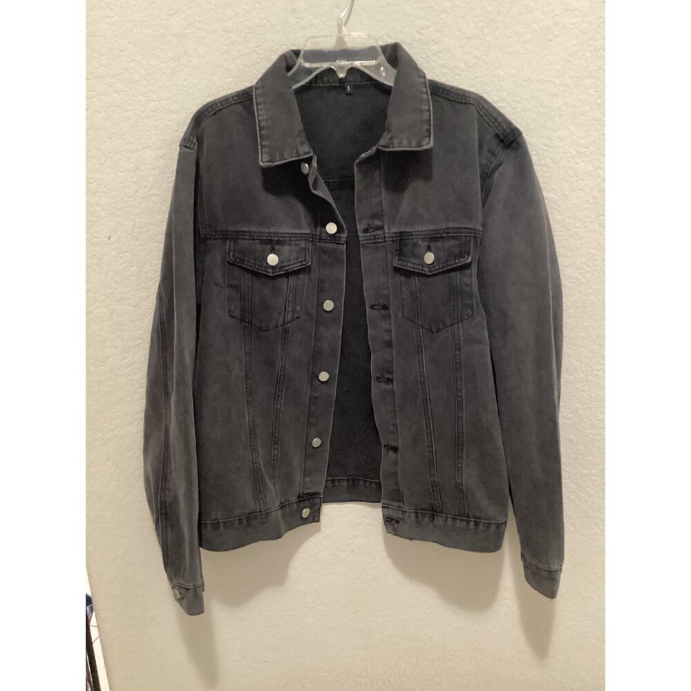 Raskol Mens Black Denim Jacket W/Button Closure & Dual Chest Pockets Classic Fit